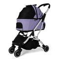 Dog Stroller for Medium Dogs, Cat Stroller for Large Cats, Pet Travel Carrier Detachable Dog Pram Stroller Buggy Dog Prams Pushchairs for Small Medium Dogs, Loading 20kg (Color : Purple)