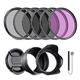 NEEWER 77mm ND2 ND4 ND8 UV CPL(Circular Polarising) FLD Filter and Lens Accessories Kit with Lens Cap, Tulip Lens Hood, Collapsible Rubber Lens Hood, Filter Pouch, Safety Tether and Cleaning Cloth