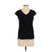 Villager Sport by Liz Claiborne Short Sleeve Top Black V Neck Tops - Women's Size Small