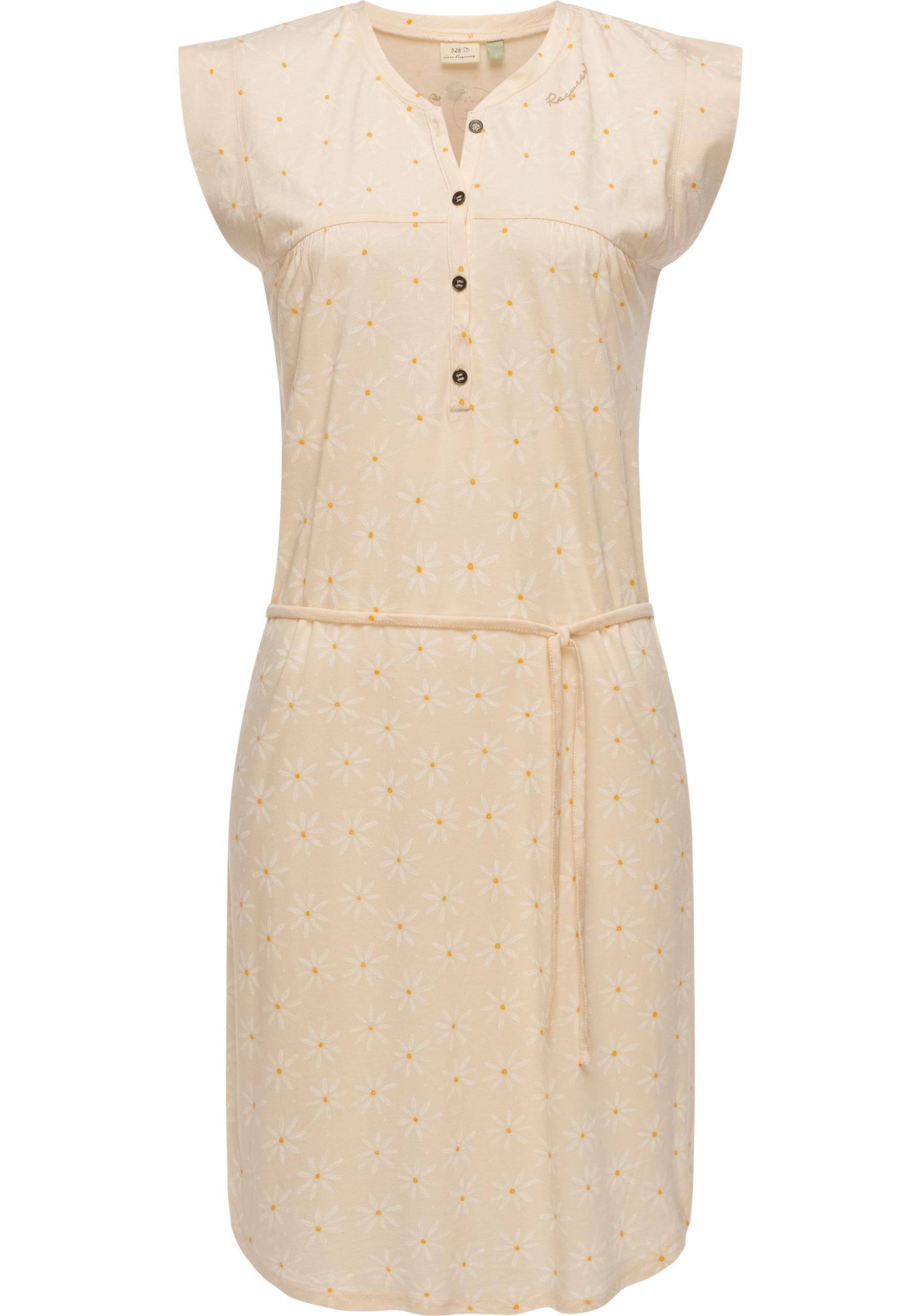 Sommerkleid RAGWEAR "Zofka", Damen, Gr. M (38), Normalgrößen, beige, Obermaterial: 50% Lyocell, 50% Baumwolle, figurumspielend knielang, Rundhals, Ärmel ohne Ärmelschlitz normaler Saum, Kleider Sommerkleid, Jersey Kleid mit sommerlichem Print