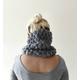 Chunky Cowl Scarf/Lace Knit Snood Grey Handmade Infinity Circle Gift For Her Womens