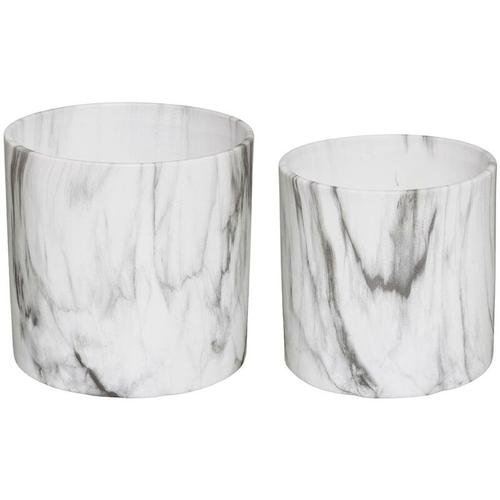 Set aus 2 Töpfen - Keramik und Marmor - schwarz und weiß Atmosphera Schwarz und weiß