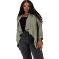 Lovedrobe Ladies Blazer for Women Cardigan Waterfall Jacket with Pockets Officewear Work Black Khaki 3/4 Sleeve Cropped Blazer,