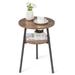 2-Tier Round End Table with Open Shelf and Triangular Metal Frame - 17" x 15.5" x 21.5" (L x W x H)