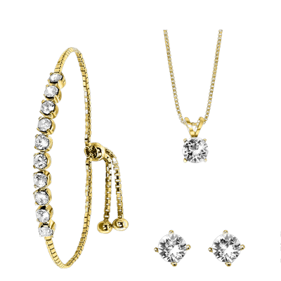 Lucardi Set 925 Silber Gold - Weiß 42.0mm Damen