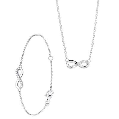 Lucardi - Set 925 Silber - silbern Schmuck-Set 1 ct Damen