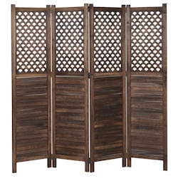 Mendler Paravent HWC-A84, Raumteiler Trennwand Sichtschutz, Ornamente 170x161cm ~ braun Image