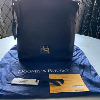 Dooney & Bourke Bags | Dooney And Bourke Medium North/South Sac In Black Pebbled Leather | Color: Black/Gold | Size: Os