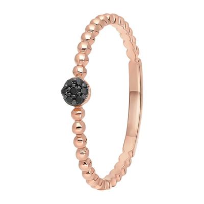 Lucardi Ring, 585 Rotgold, 7 schwarze Diamanten 0,025 kt, Kugel Rose - 55mm Damen Image