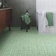 Cement Tile Effect Sheet Vinyl Flooring | Emerald Green Cushioned Kitchen & Bathroom Lino | 2 & 3 Metre Wide Petal Tiled Design Roll (2m x 2m)