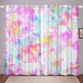 Girls Curtains Boho Hippie Tie Dye Curtains for Bedroom Living Room for Kids Women Bohemian Gypsy Decor Windows Drapes Chic Rainbow Colorful Room Decoration,W46*L72