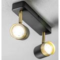 CGC Lighting ORIO Black and Brushed Gold GU10 Adjustable Indoor Ceiling Double Spot Light (Black, Double Spot Light)
