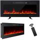 MachenFlame Recessed Electric Wall Mounted Fireplace Freestanding with Touch Screen Control Panel, Remote Control, 900/1800W, Log/Crystal Options (Black, 40inch)