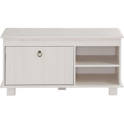 Schuhbank HOME AFFAIRE "Indra", weiß, B:90cm H:43cm T:40cm, Massivholz, Sitzbänke, aus massiver Kiefer, FSC, Breite 90 cm, dezentes Ornament Image