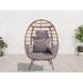 Indoor Outdoor Egg Swing Chair with Stand Patio Beige Wicker Rattan Hanging Chair with Rope Back Cushion Cover All Weather Foldable Hammock Chair for Bedroom Garden Light Gray