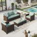 Sophia & William 5 Pieces Wicker Patio Furniture Set 7-Seat Outdoor Conversation Set Blue