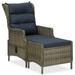 Walmeck Reclining Patio Chair with Footstool Poly Rattan Brown