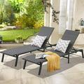 Outdoor Chaise Lounge Chair Adjustable 5-Position Folding Pool Lounge Chair Patio Lounge Chair Set of 2 with Aluminum Frame Grey