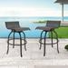 Bar Stools 32 Bar Height Outdoor Swivel Metal Seat with Back Set of 2 Chairs Textilene Grey