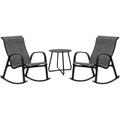 Grand Patio 3-Piece Patio Bistro Set Outdoor Furniture Sling Rocking Chairs with Round Steel Side Table for Patio Porch Balcony Living Room Black
