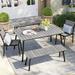 Pellebant 5 Pcs Gray Outdoor Patio Set Dining Chairs Table with Umbrella Hole