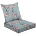 2-Piece Deep Seating Cushion Set pink mustered flowers grey leaves blue Outdoor Chair Solid Rectangle Patio Cushion Set