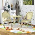 Hjem Metal 3pc Outdoor Patio Kids Chair and Table Set Yellow for Two