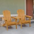 Zimtown Set of 2 Patio Garden Wood Folding Adirondack Chairs Outdoor Wood Folding Chairs