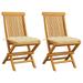Walmeck Patio Chairs with White Cushions 2 pcs Solid Teak Wood