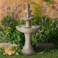 John Timberland Louvre Rustic 3 Tier Cascading Outdoor Floor Water Fountain with LED Light 44 for Yard Garden Patio Home Deck Porch Exterior Balcony