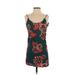 Honey Belle Casual Dress - Shift Scoop Neck Sleeveless: Teal Floral Dresses - Women's Size Small