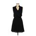 H&M Casual Dress - Mini V Neck Sleeveless: Black Print Dresses - Women's Size 2