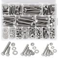 240Pcs 5/16 Hex Bolts and Nuts Assortment Kit 3/8 1/4 5/16 Machine Screw Set with Lock & Flat Washers Wall Plate Screw Silver