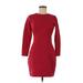 J.Crew Factory Store Casual Dress - Bodycon Crew Neck 3/4 sleeves: Red Print Dresses - Women's Size 2