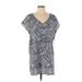 J.Crew Casual Dress - Shift Cowl Neck Short sleeves: Blue Paisley Dresses - Women's Size Small - Print Wash