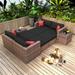 10-Pieces Outdoor Garden Furniture Set for 8, Wicker Sectional Conversation Cushioned Sofa Set with Furniture Protection Cover