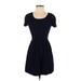 Forever 21 Casual Dress - A-Line Scoop Neck Short sleeves: Blue Print Dresses - Women's Size Small