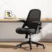 Inbox Zero John-Philip Task Chair w/ Flip-Up Armrests Upholstered/Mesh in Black/Brown | 39.37 H x 23.62 W x 19.68 D in | Wayfair