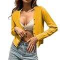 iOPQO Cardigan For Women Cardigan Sweaters For Women Womens Vintage Shawl Collar Cardigan Ribbed Trim Button Down Knit Sweater Going Out Tops For Women Womens Tops Coats For Women Yellow L