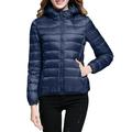 Dtydtpe 2024 Clearance Sales Women s Packable Down Jacket Lightweight Puffer Jacket Hooded Winter Coat Navy L