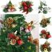 [Big Clear!]6PCS Christmas Tree Decorations Artificial Pine Stems Fake Gift Box Christmas Flowers Ornament Flower Arrangements Wreath Decorations