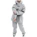 iOPQO shorts for women Women s Tracksuit Autumn And Winter Warm Tracksuit On Fleece Youth Loose Fit Suit Winter Walking Suit Women s Trousers Suit Grey L