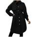 Dtydtpe Clearance Sales Winter Coats for Women Peacoat Trench Coat Casual Mid Long Overcoat Lapel Open Front Cardigan Outwear Woolen Winter Coat with Belt Womens Long Sleeve Tops