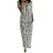 iOPQO Womens Pajamas Satin Pajama Set Womens Daily Short Sleeve Print Casual Inclined Shoulder Maxi Sleep Dress Women s Lingerie Sleep & Lounge Night Gowns Grey XXL