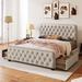 House of Hampton® Florindo Tufted Storage Platform Bed Upholstered/Metal/Linen in Brown | 42.1 H x 64.6 W x 84.6 D in | Wayfair
