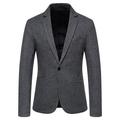 iOPQO Jackets For Men Men s Casual Swallow Gird Single Button Blazers Lapel Collar Pocket Suit Coat Dark Gray + XXL