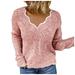 Dtydtpe Sweaters for Women Casual Slim Fit Stripe V-Neck Knitted Sweater Tops Womens Long Sleeve Tops Womens Sweaters