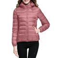 Dtydtpe 2024 Clearance Sales Women s Packable Down Jacket Lightweight Puffer Jacket Hooded Winter Coat Pink M