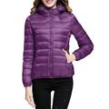 Dtydtpe 2024 Clearance Sales Women s Packable Down Jacket Lightweight Puffer Jacket Hooded Winter Coat Purple L
