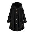 Dtydtpe Clearance Sales Cardigan for Women Plus Size Button Plush Hooded Loose Cardigan Wool Coat Winter Jacket Womens Long Sleeve Tops Winter Coats for Women